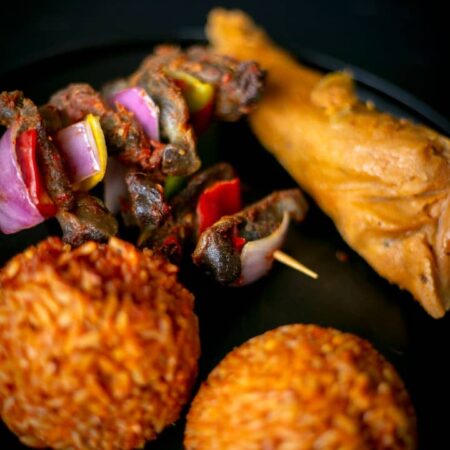Smokey Jollof + Moi Moi & Goat Meat